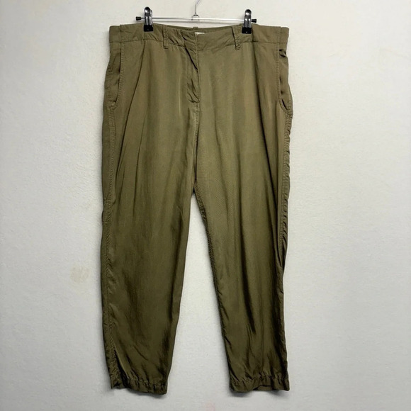 Sophie Max Tencel Dark Green Crop Capri Pants 10 - Picture 1 of 9